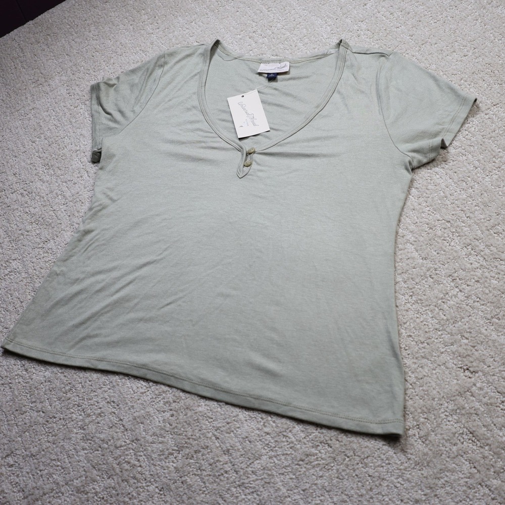 Universal Thread Olive Green Henley Short Sleeve V-Neck Top XL